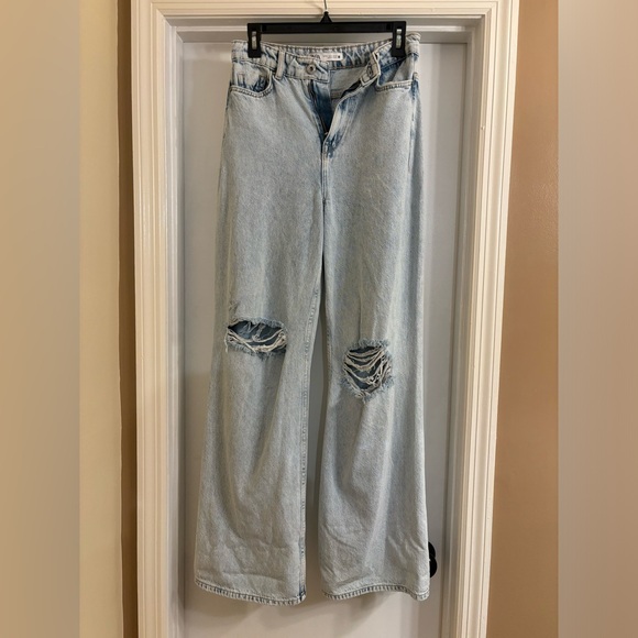 NWOT ZARA WIDE LEG RIPPED JEANS - Picture 4 of 6